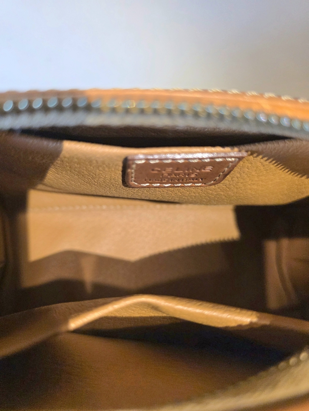 Celine Macadam Small Cosmetic Bag Brown PVC Canvas Leather Vintage Make Up Case - Picture 9 of 11
